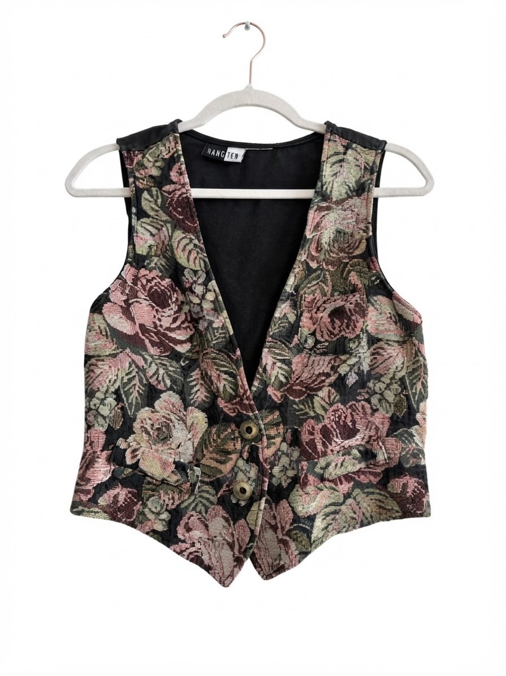 Vintage Hang Ten Floral Tapestry Waist coat Vest Grandmacore Cottagecore XS